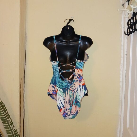 Kona Sol womens floral criss cross back closure one piece swim suit size… - Picture 3 of 9